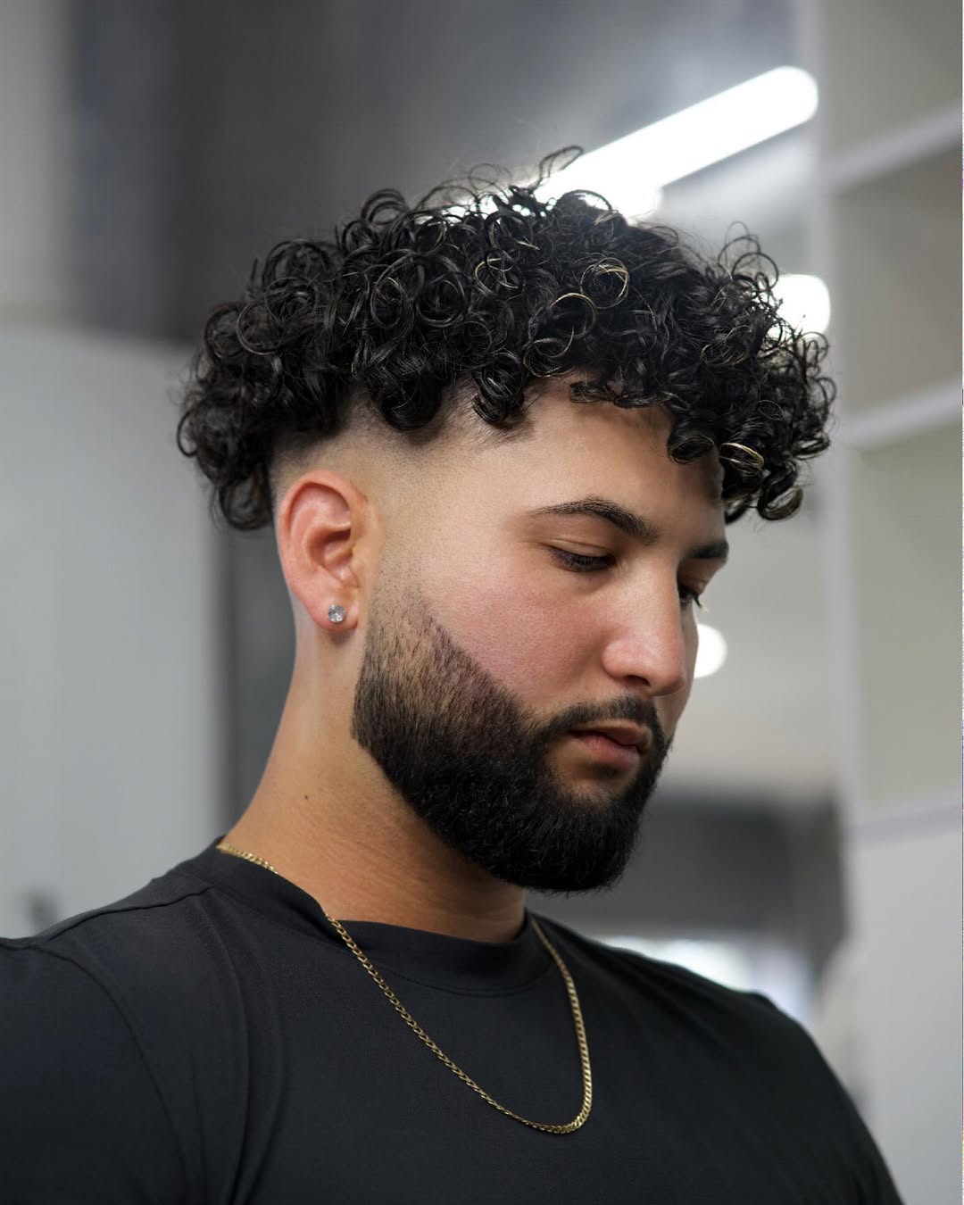 Curly Hair Fade with Beard Styling
